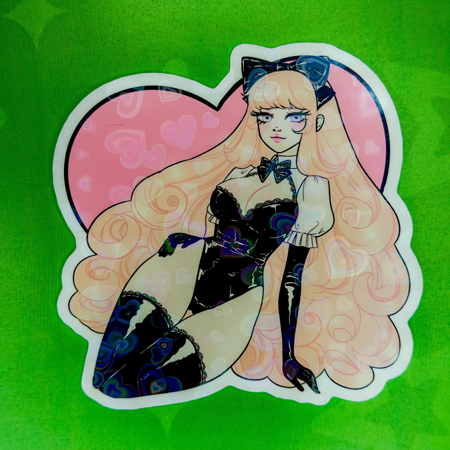 Bodysuit Babe Heart Holographic Sticker