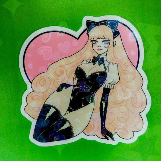 Bodysuit Babe Heart Holographic Sticker