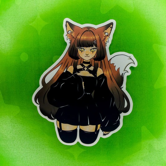 Edgy Fox Girl Soft Touch Sticker