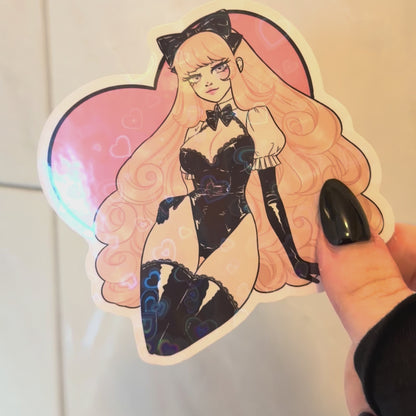 Bodysuit Babe Heart Holographic Sticker