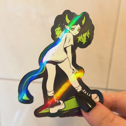 Edgy Demon Holographic Sticker